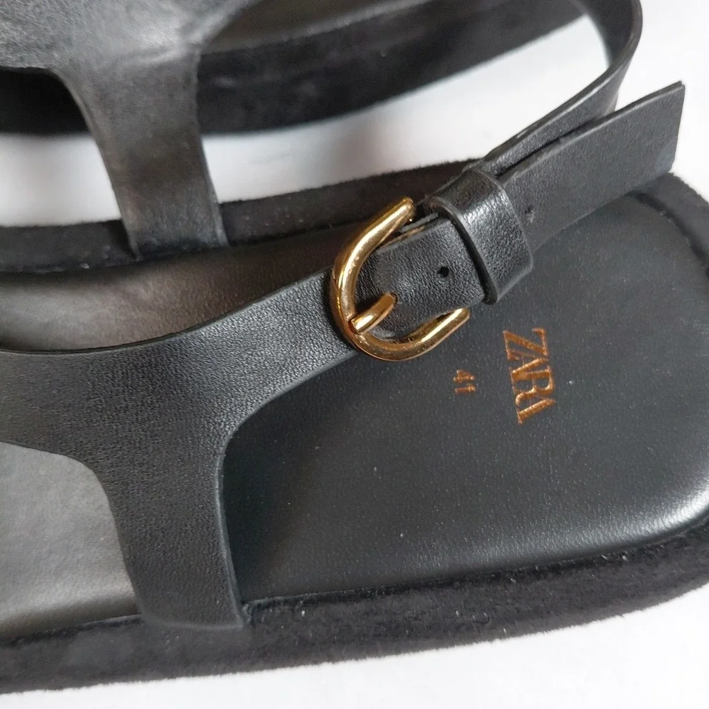 Zara Black Platform T-strap Sandals - Picture 8 of 8
